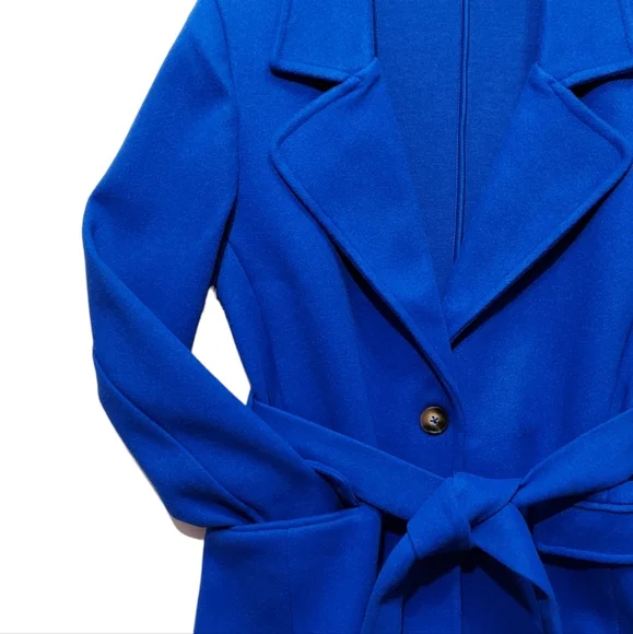 Women’s Jacket Belted Blazer Size S. M. L. Royal Blue Side Pockets Polyester New - Picture 4 of 15